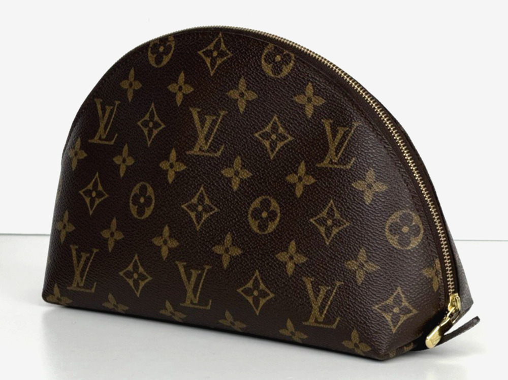 Louis Vuitton Monogram Trousse Demi Ronde Cosmetic Pouch Bag in Brown S07